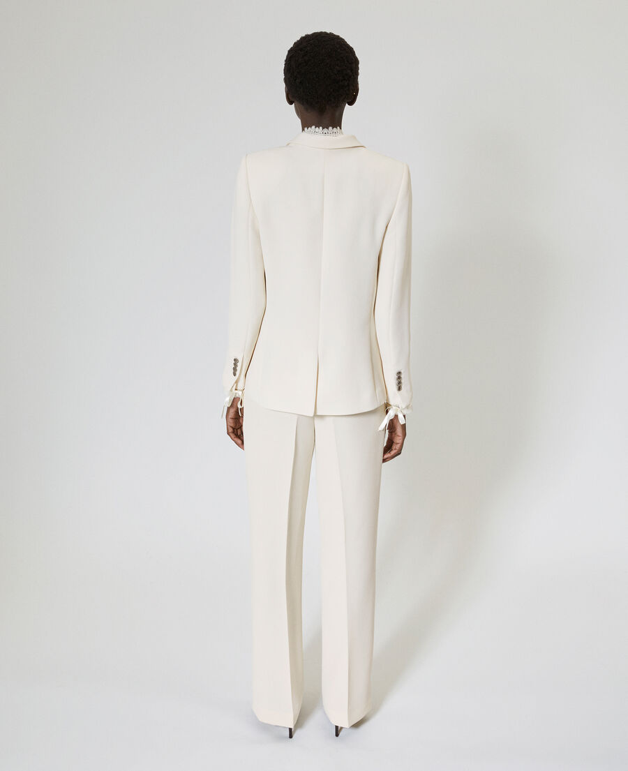 The Kooples WOMEN OFF WHITE suit jacket with ecru lace band
