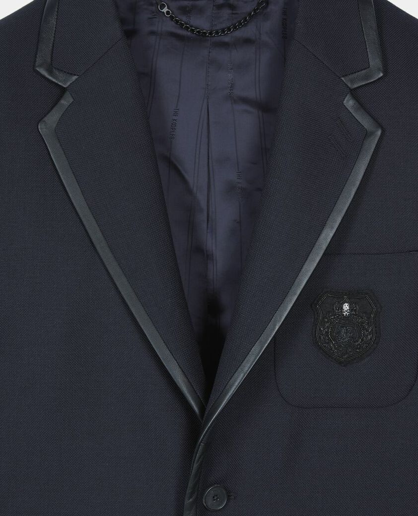 The Kooples HOMME DARK NAVY veste en laine m&eacute;lang&eacute;e bleu marine