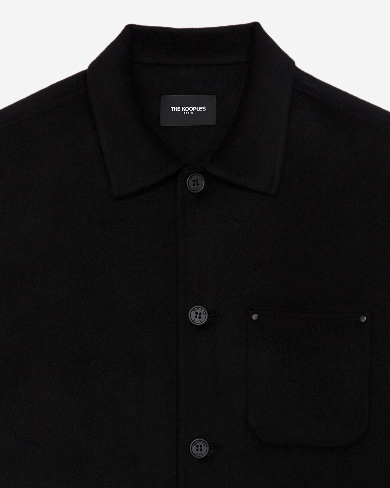 The Kooples HOMME BLACK chemise laine noir double face droite