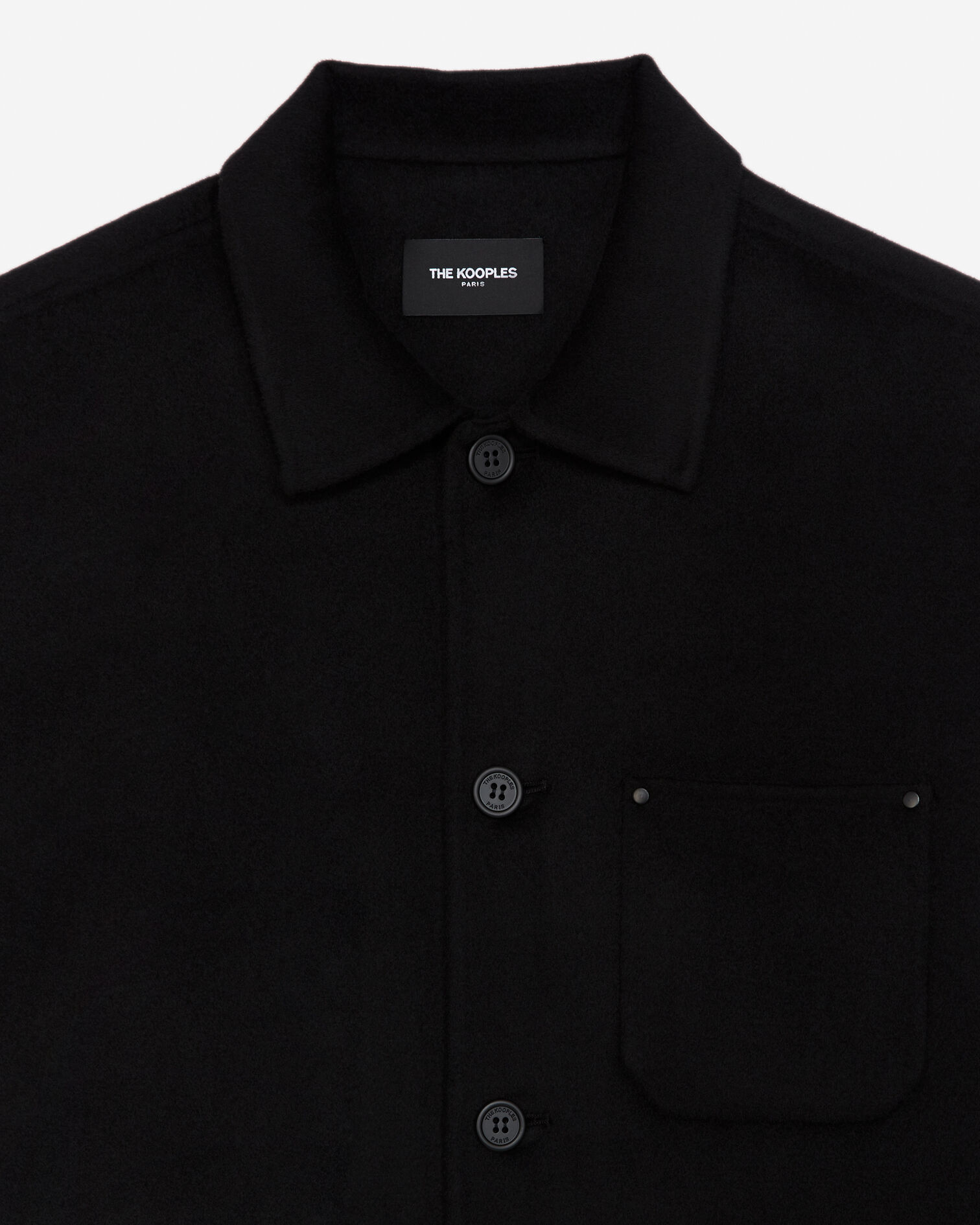 Chemise laine noir double face droite, BLACK, hi-res image number null