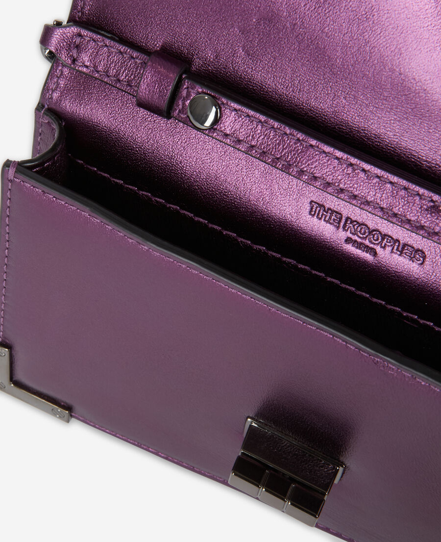 small emily clutch bag in purple leather