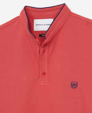 The Kooples HOMME MINERAL RED / OFFICER NVY polo rouge col officier d&eacute;tail bleu