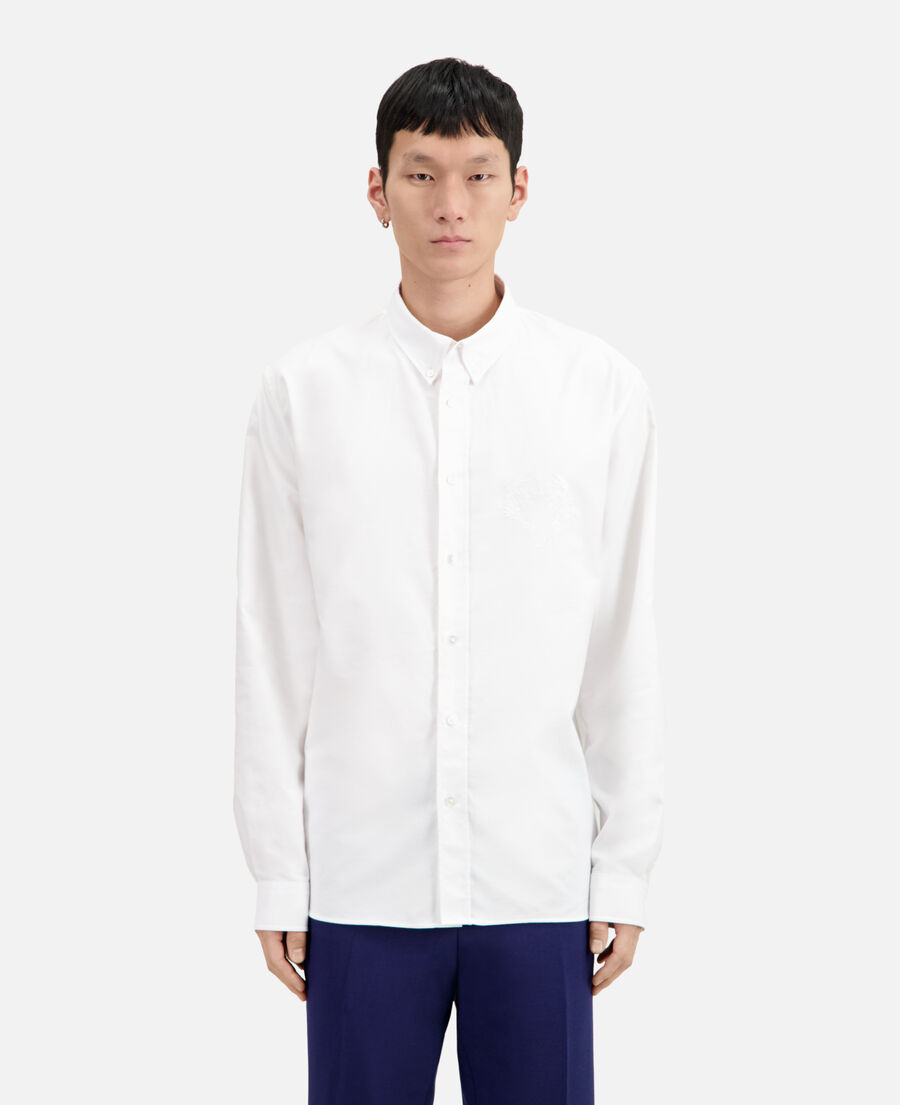 camisa oxford blanca bordado