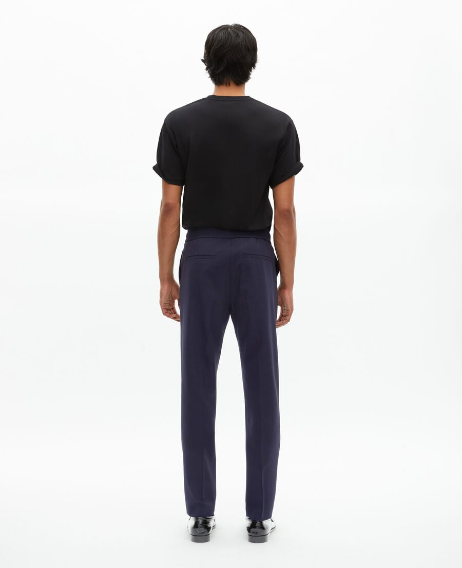 The Kooples HOMME NAVY pantalon &eacute;lastiqu&eacute; droit en laine marine