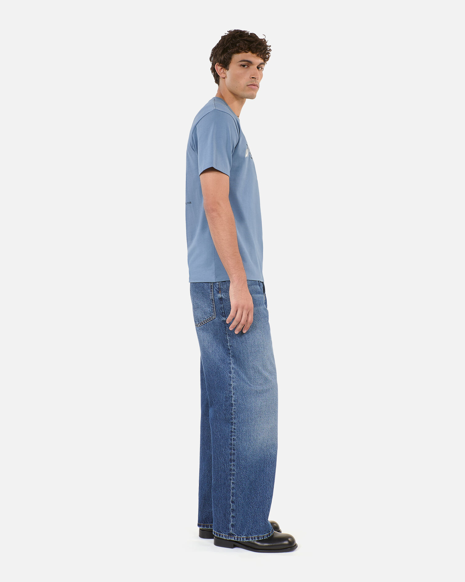 Light blue What t-shirt, STONE BLUE, hi-res image number null