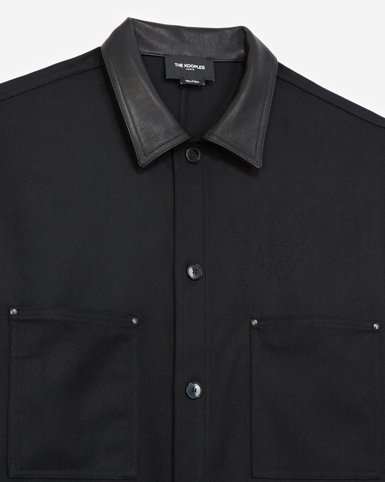 The Kooples HOMME BLACK surchemise avec col en cuir et poches
