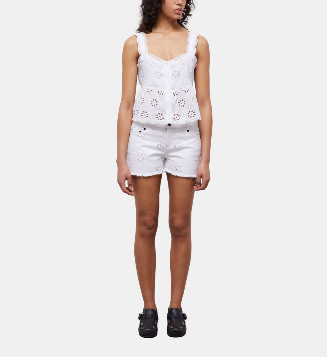 MARLO Alegra broderie-anglaise top - White