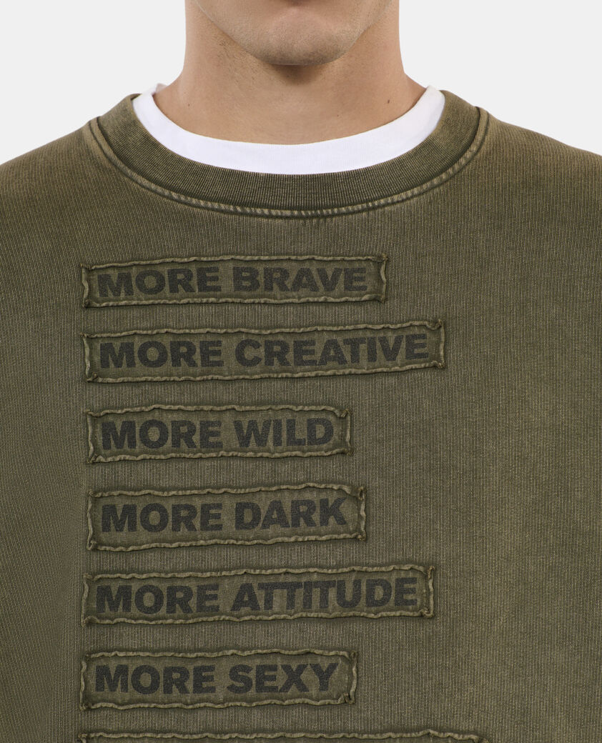 The Kooples HERREN OLIVE NIGHT khakifarbenes sweatshirt mit aufnähern