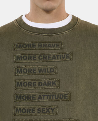 The Kooples HOMME OLIVE NIGHT sweatshirt à patchs kaki