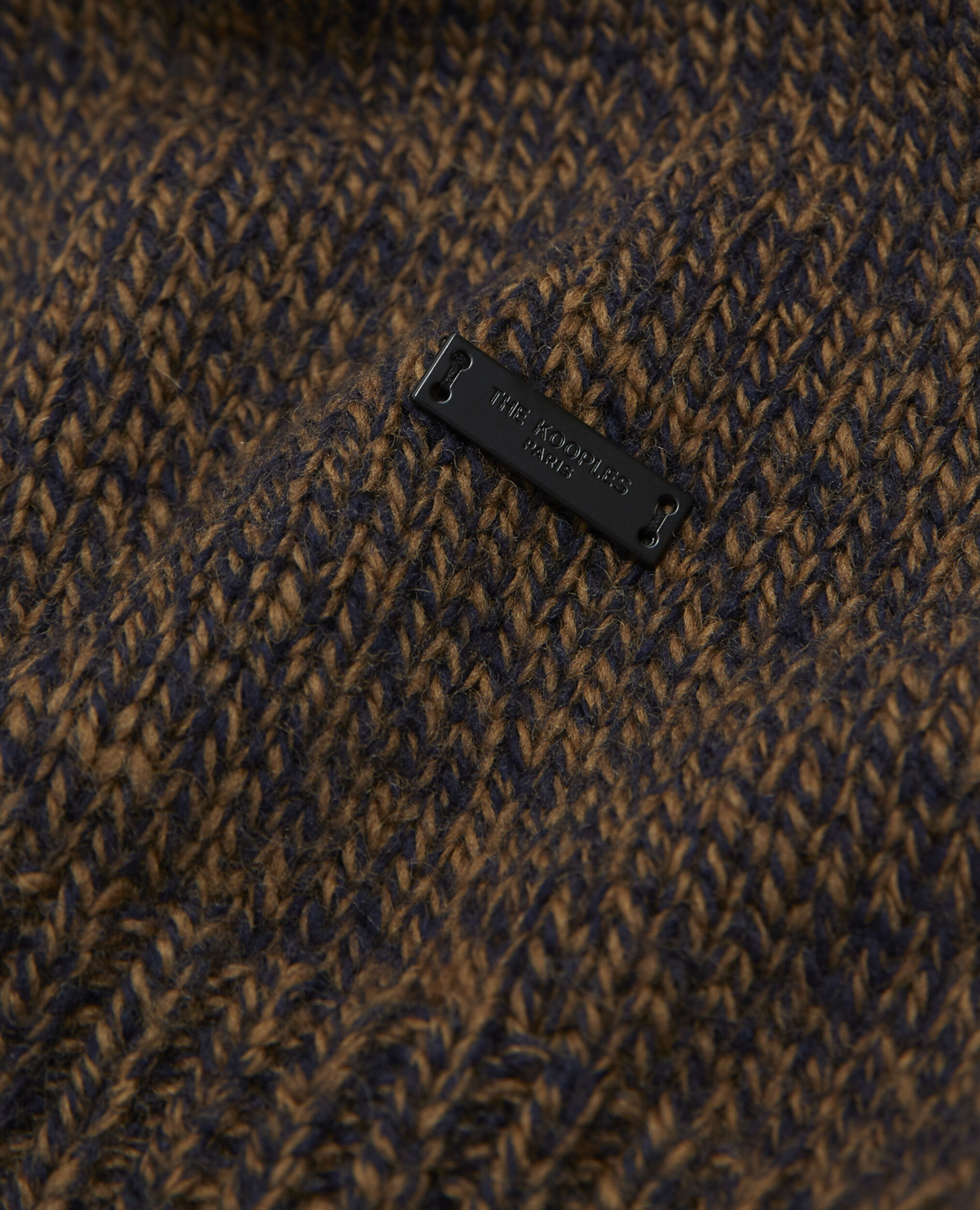 Jersey de lana de cuello redondo, NAVY / BROWN, hi-res image number null