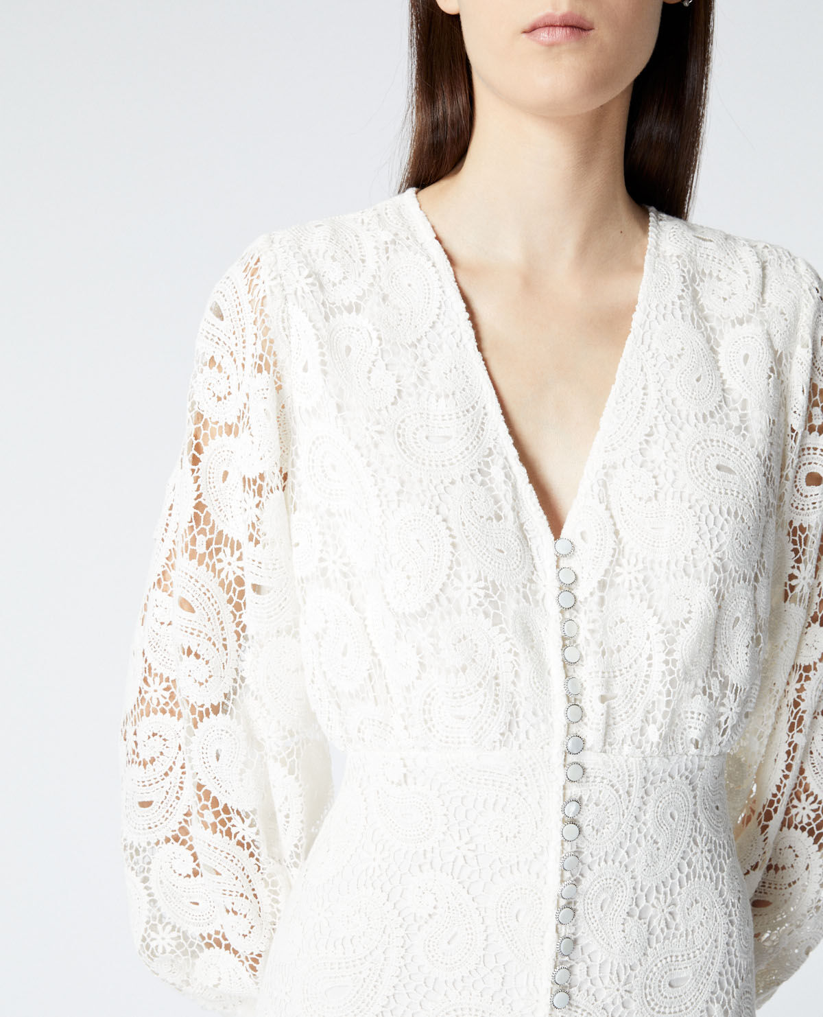 Ecru long sleeved lace dress The Kooples