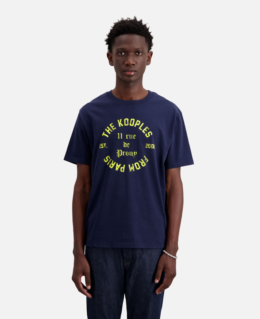 navy blue t-shirt with 11 rue de prony serigraphy