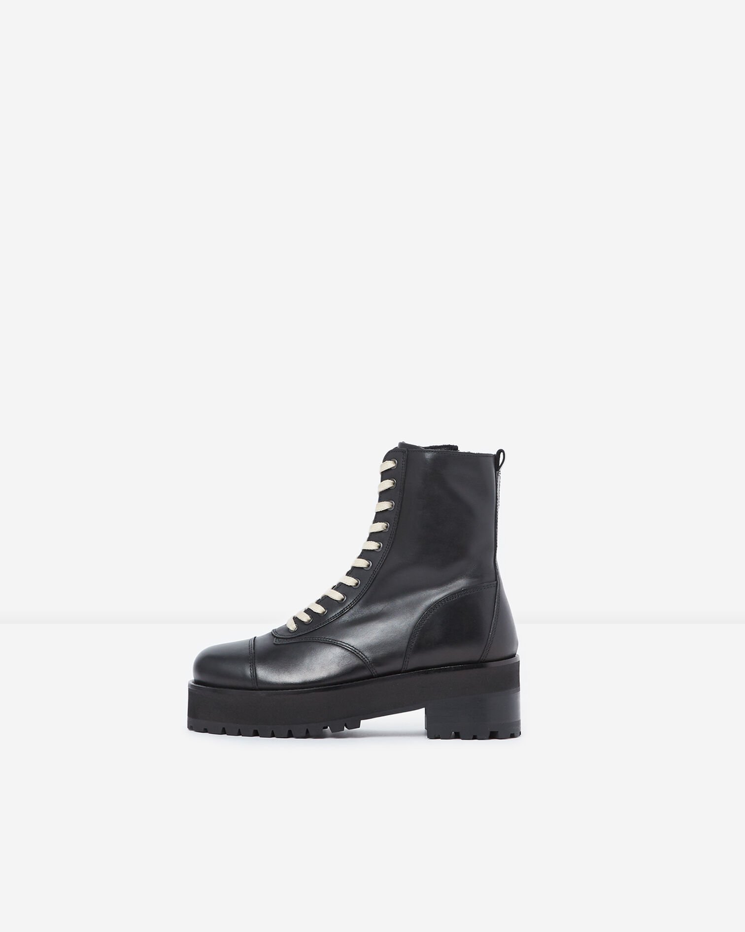 Black leather ankle boots with notched soles, BLACK, hi-res image number null