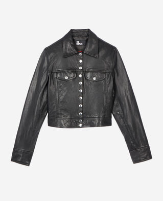 The Kooples F BLACK short black leather jacket