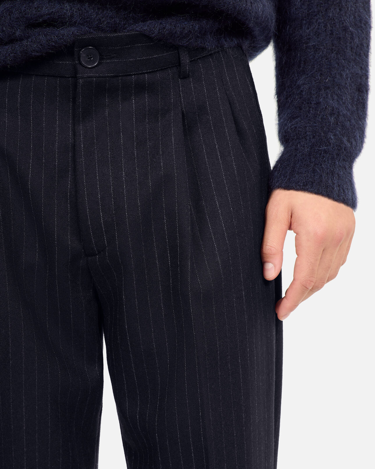 The Kooples HOMME DARK NAVY pantalon large à rayures bleu marine