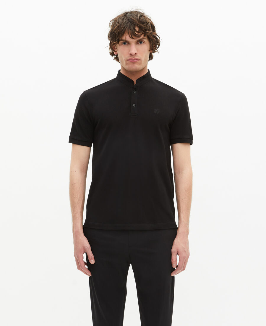 The Kooples MEN BLACK black pique cotton polo t-shirt