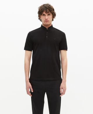 The Kooples MEN BLACK black pique cotton polo t-shirt
