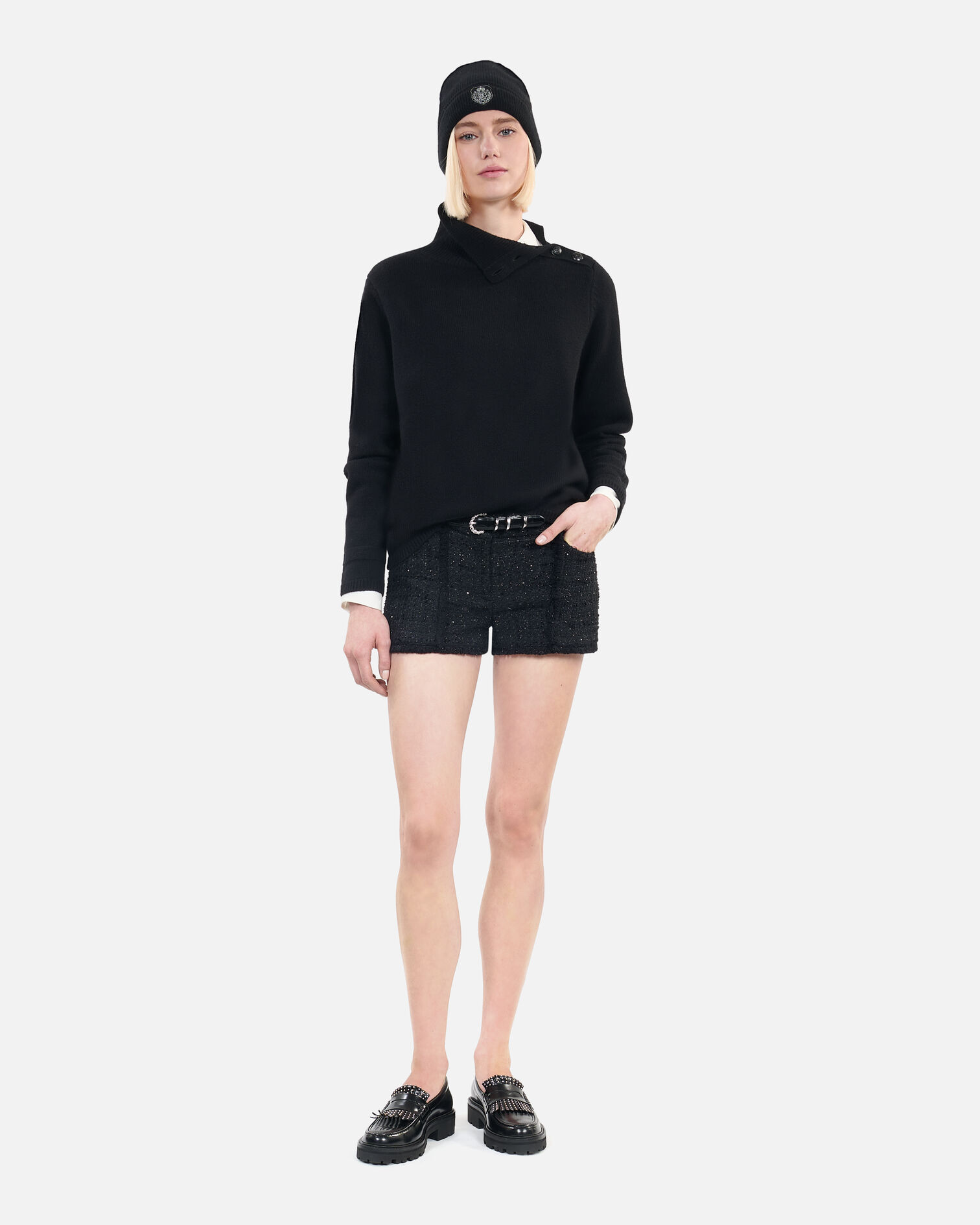 Schwarzer Wollpullover, BLACK, hi-res image number null