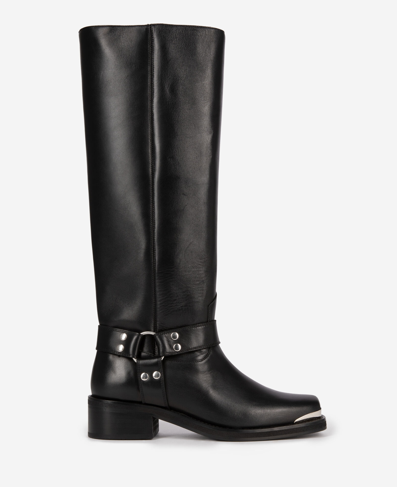 The Kooples FEMME BLACK bottes à sangles en cuir noir