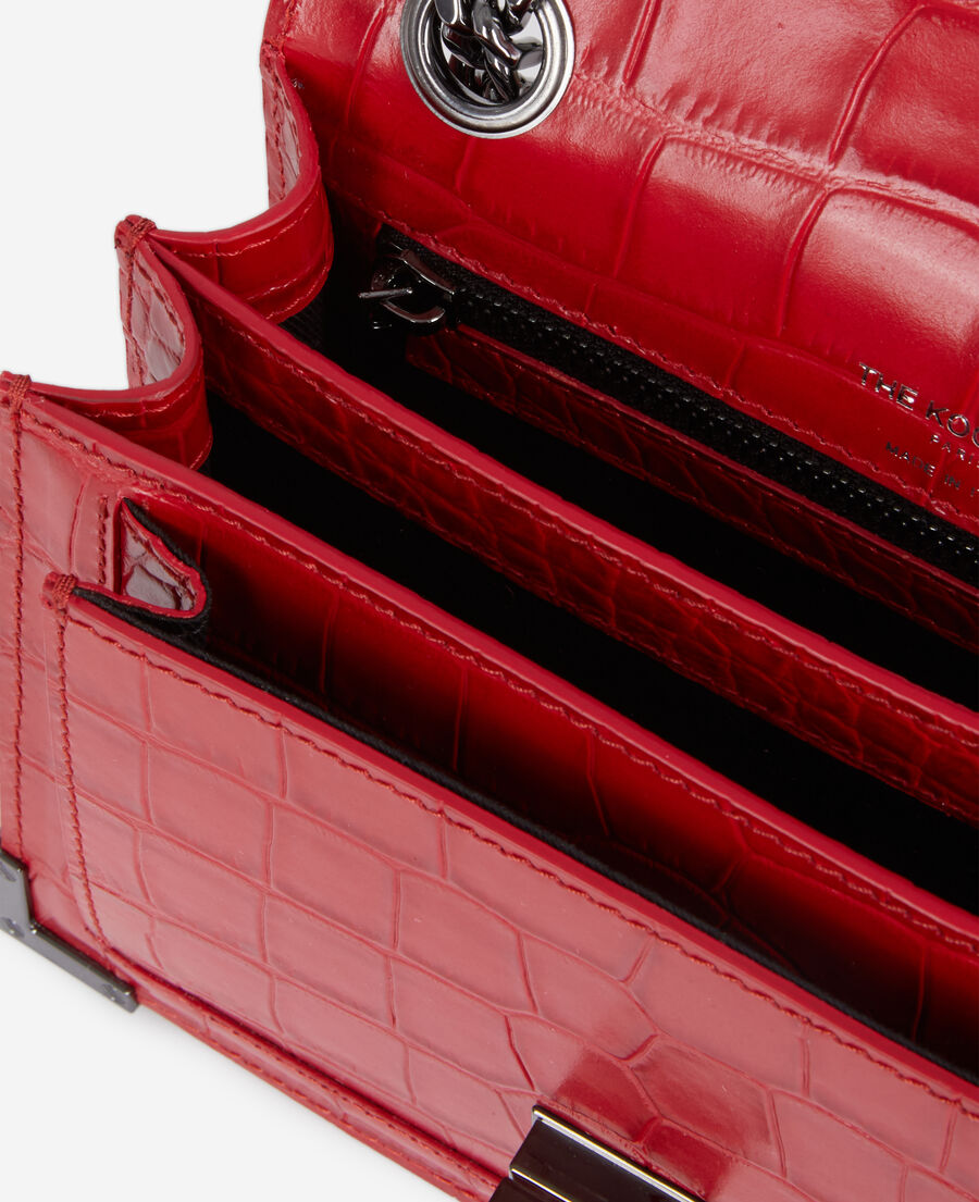 The Kooples WOMEN RED emily chain bag in red crocodile-effect leather