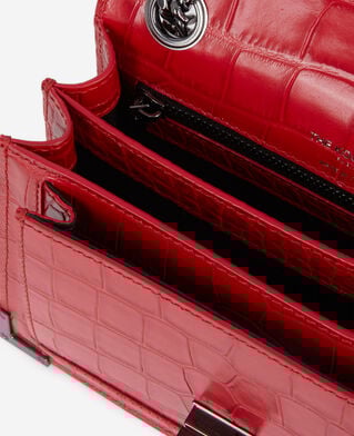 The Kooples WOMEN RED emily chain bag in red crocodile-effect leather