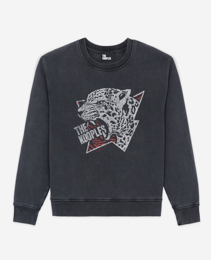 sweatshirt sérigraphié tigre noir