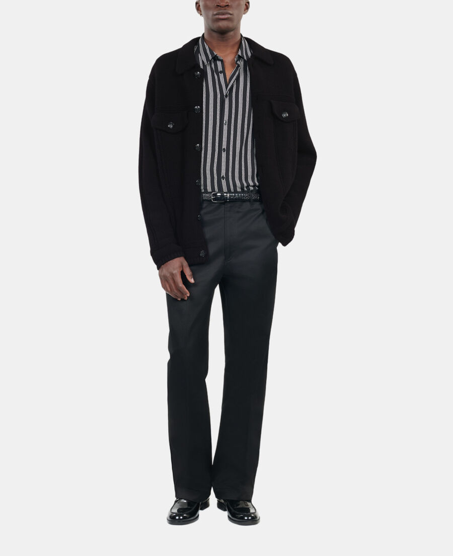 The Kooples HOMME BLACK cardigan en laine noire