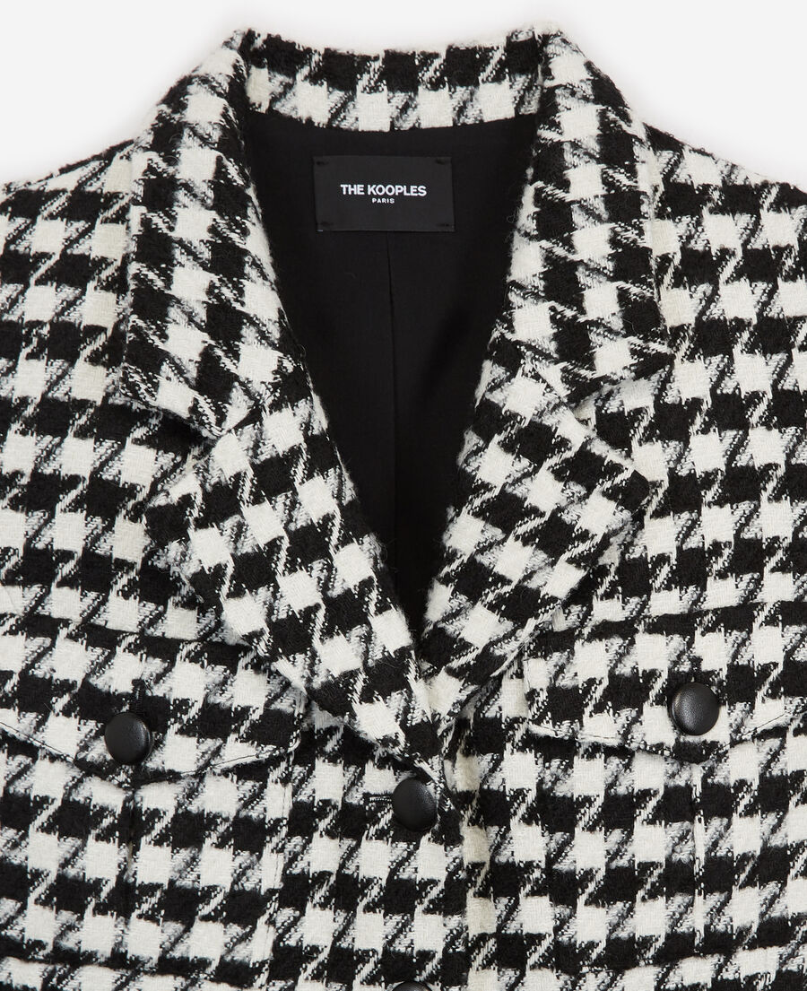 formal tweed jacket with houndstooth motif