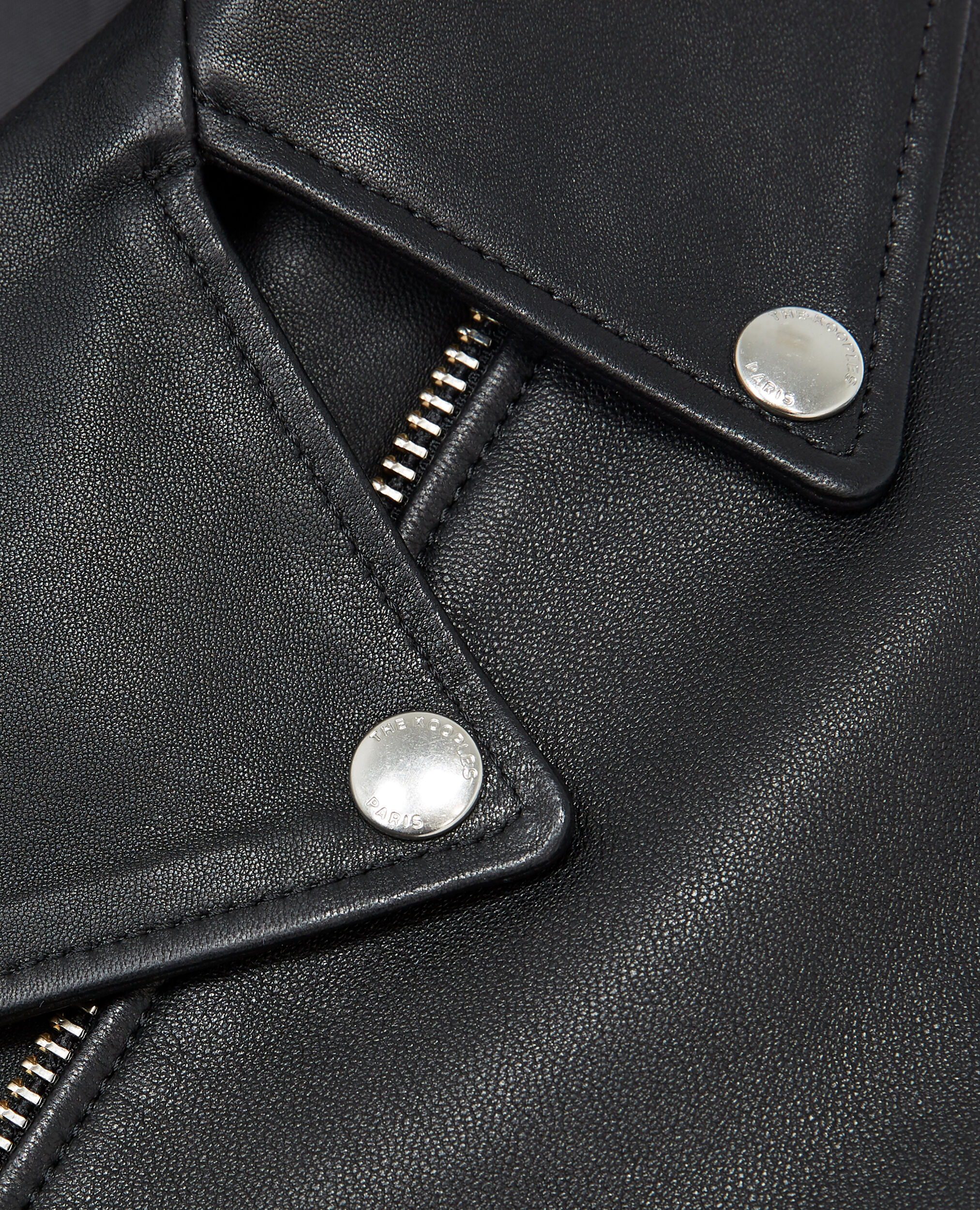Blouson cuir noir zippé coupe oversize, BLACK, hi-res image number null