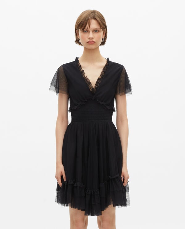 Robe courte en tulle noire femme The Kooples