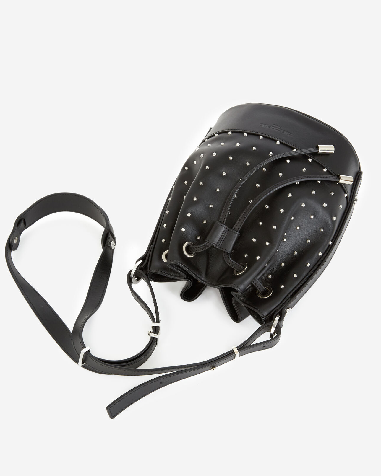 The Kooples WOMEN BLACK / SILVER studded medium tina bag in black leather