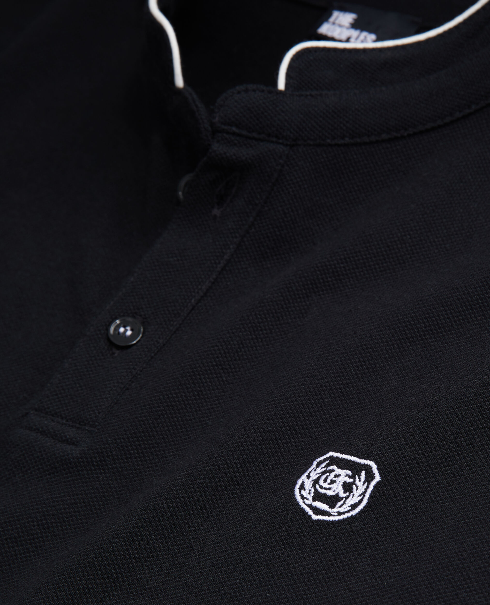 Black pique cotton polo t-shirt, BLACK / WHITE, hi-res image number null