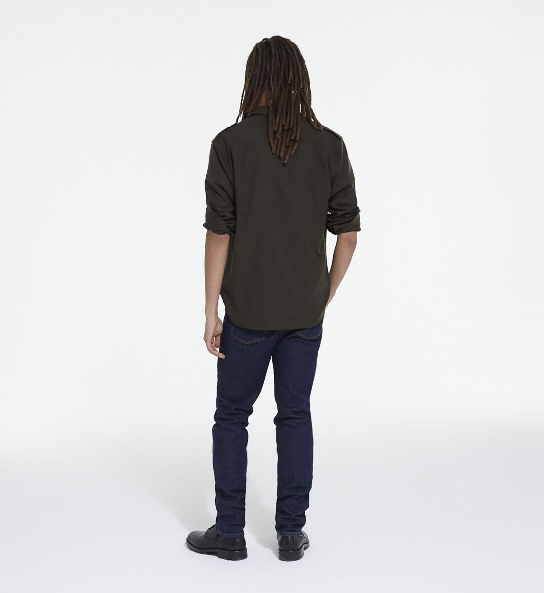Khaki shirt hot sale black jeans