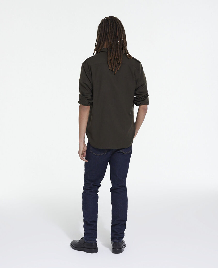 khaki shirt with classic collar