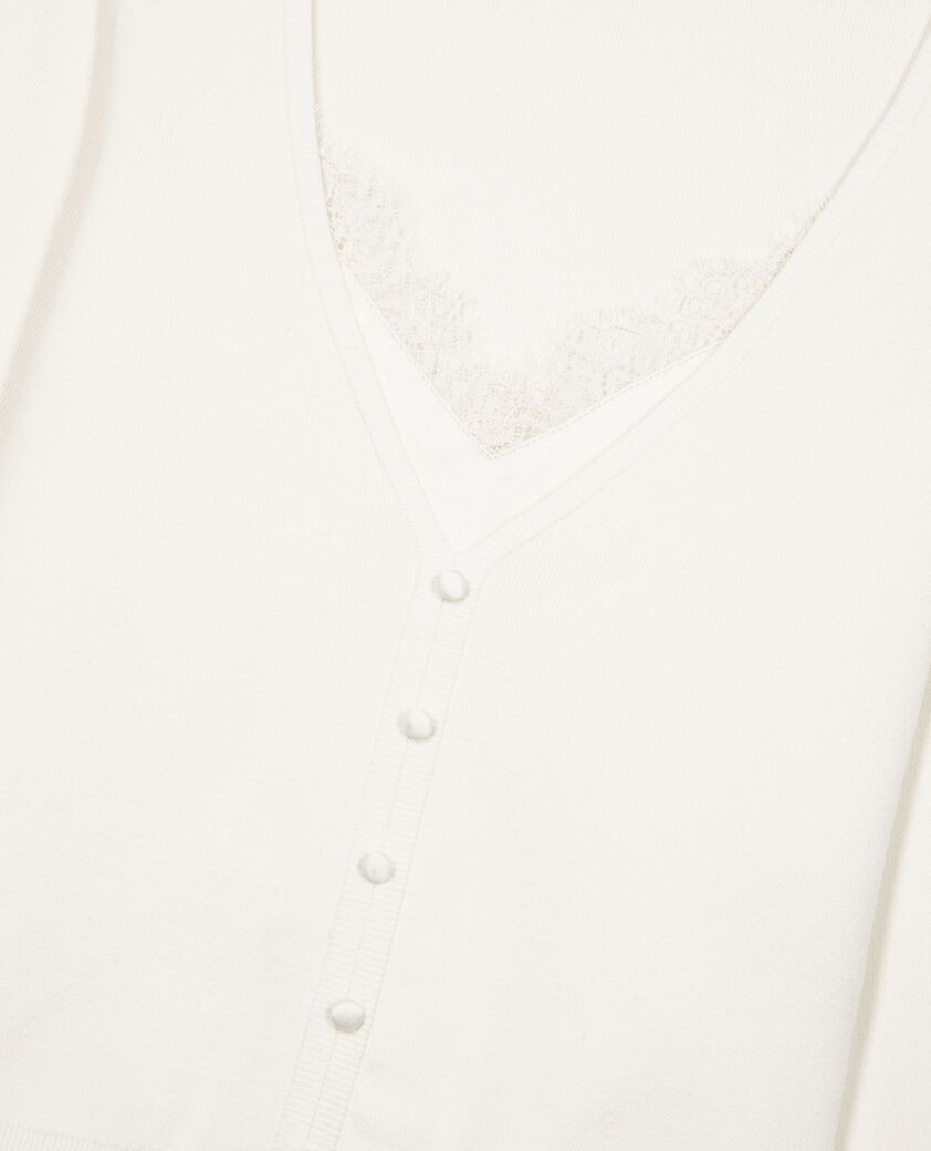 The Kooples DAMEN LIGHT BEIGE pullover mit trompe l'oeil-effekt und spitze ecru