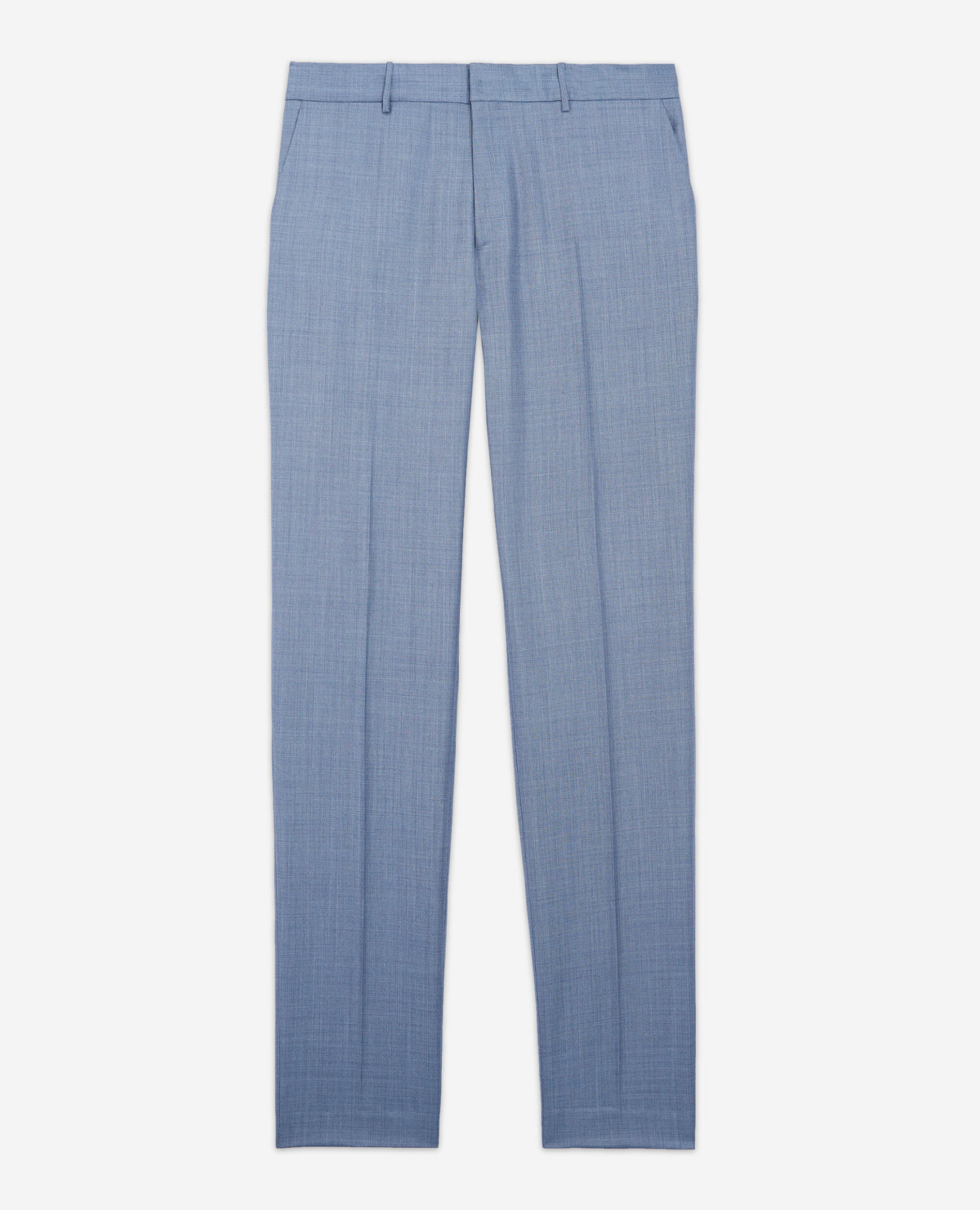 Fitted light blue wool suit pants