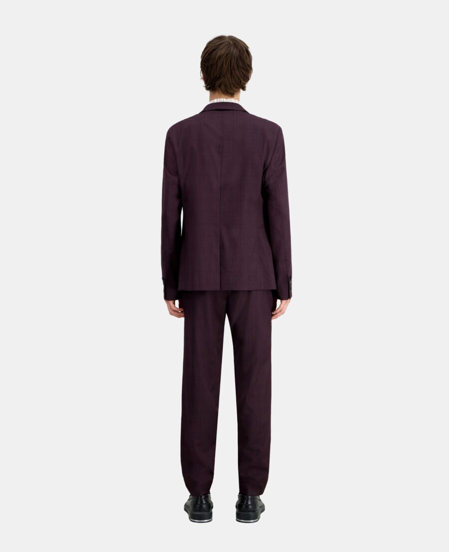 burgundy checked wool suit jacket