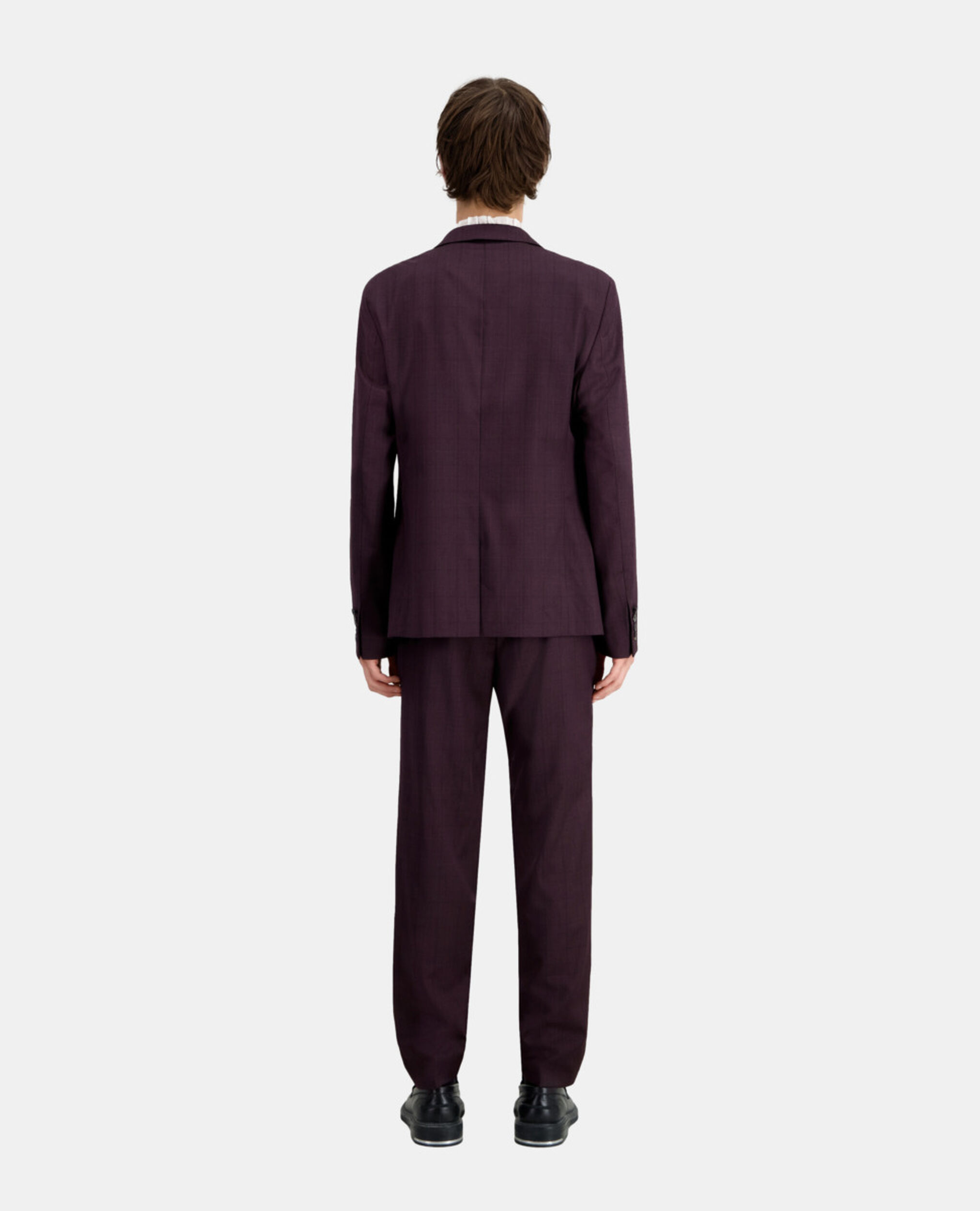 Burgundy checked wool suit jacket, BORDEAUX, hi-res image number null