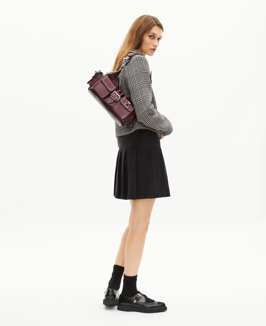 The Kooples DAMEN BORDEAUX amelia-tasche aus bordeauxfarbenem crackleder