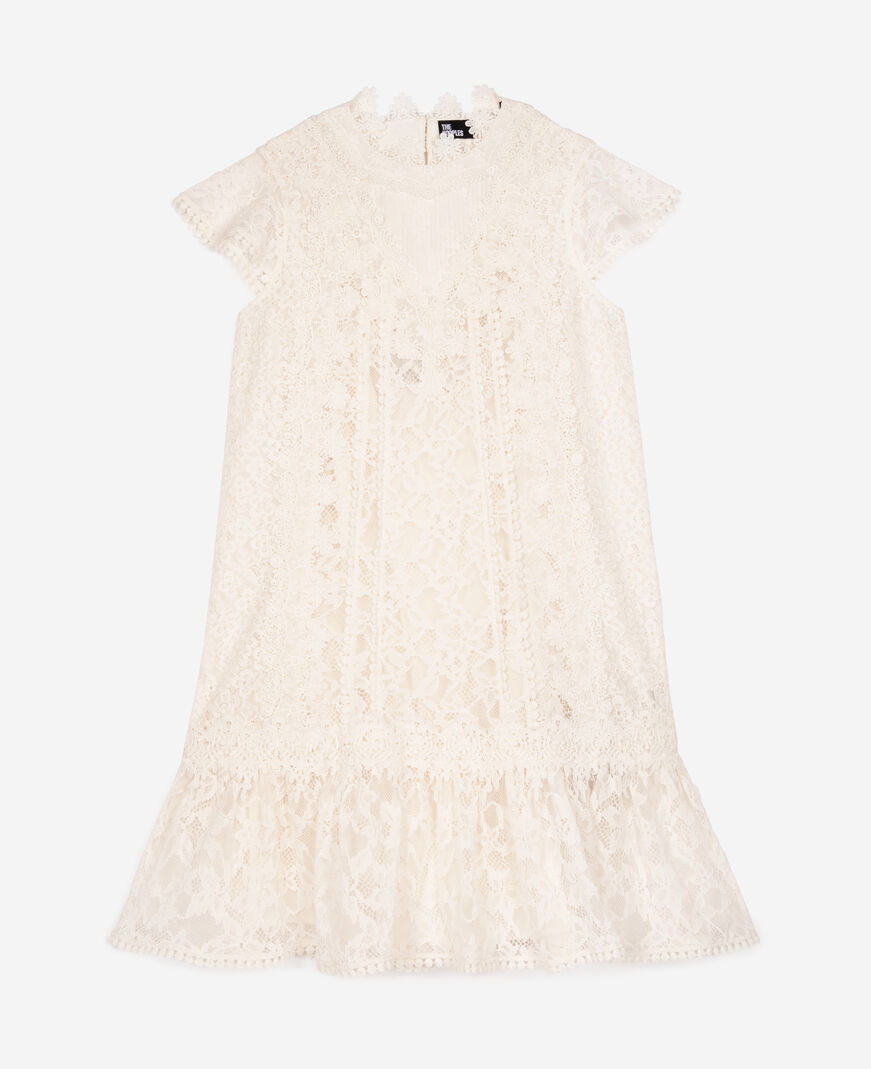 The Kooples DAMEN ECRU kurzes kleid aus ecrufarbener spitze