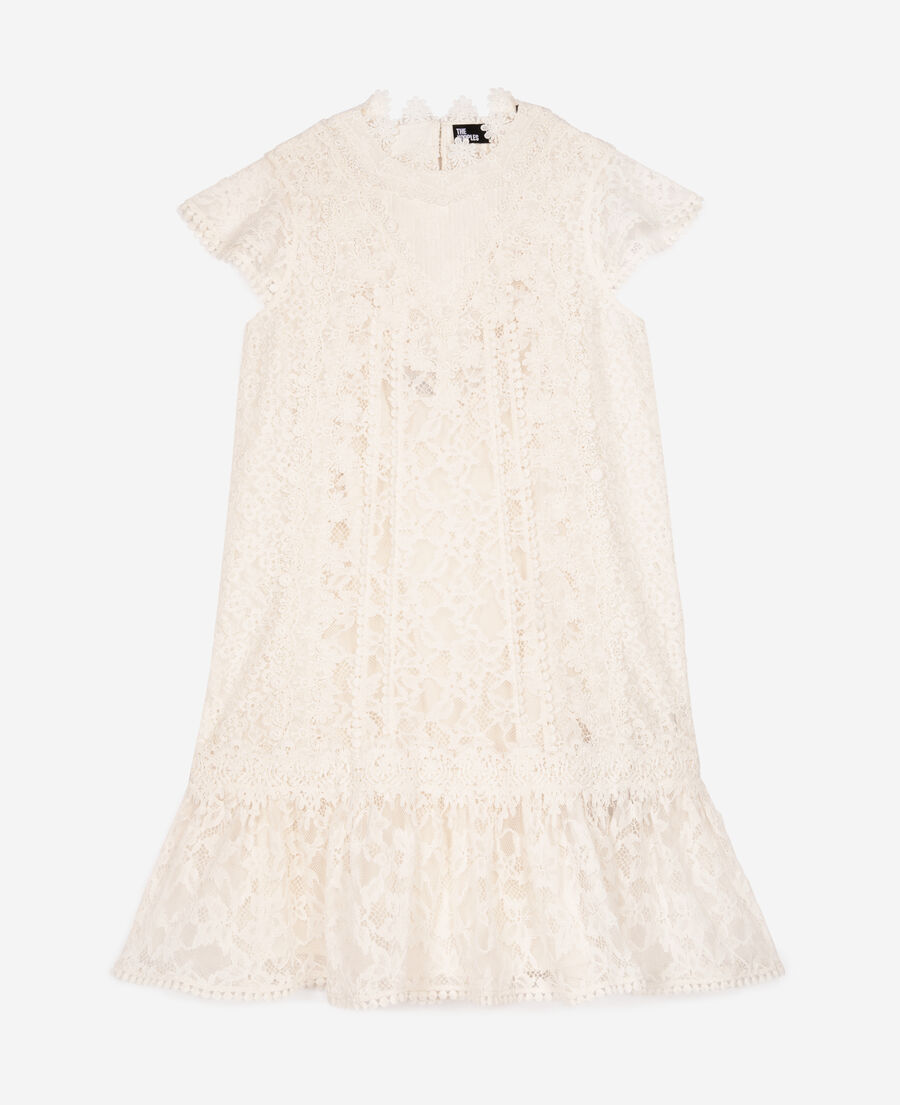 The Kooples FEMME ECRU robe courte en dentelle écrue