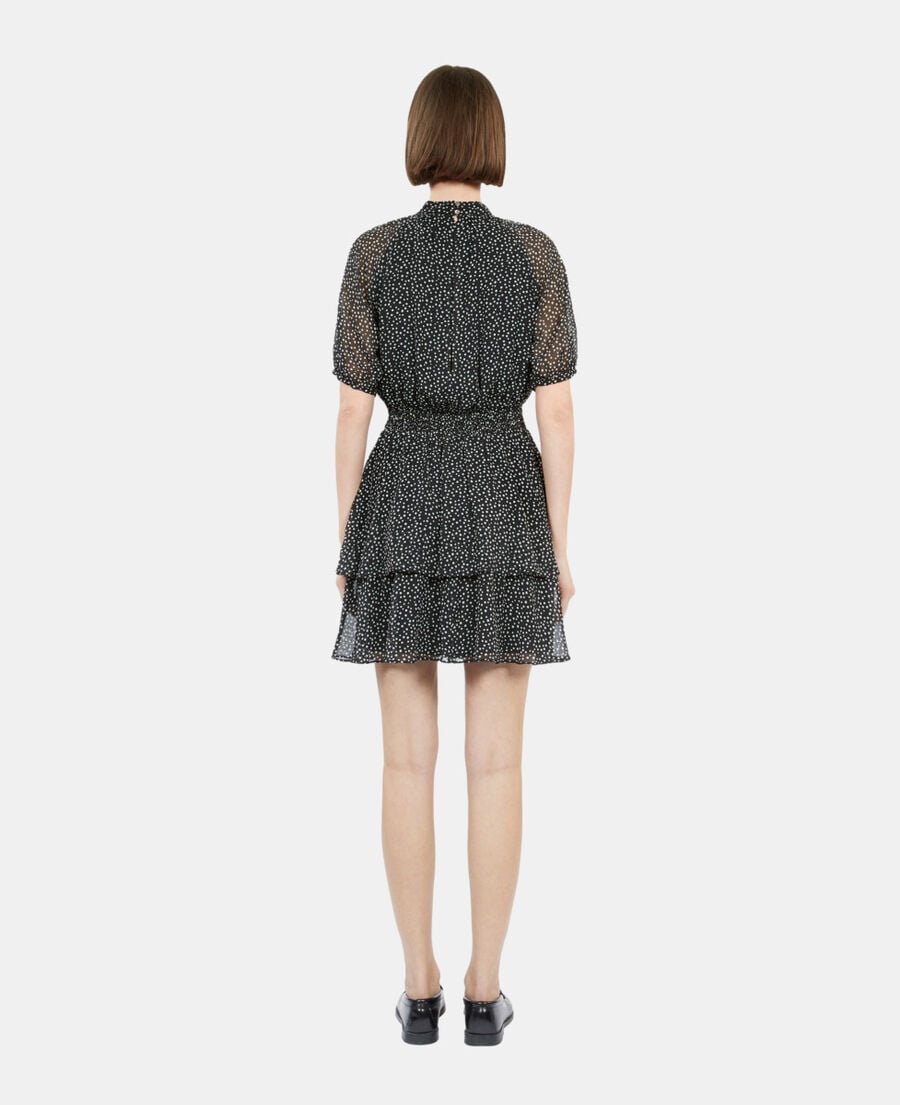 The Kooples FEMME BLACK WHITE robe courte à pois noire
