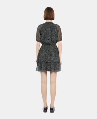 The Kooples FEMME BLACK WHITE robe courte à pois noire