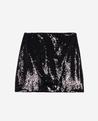 The Kooples WOMEN BLACK STONE short black sequin skirt
