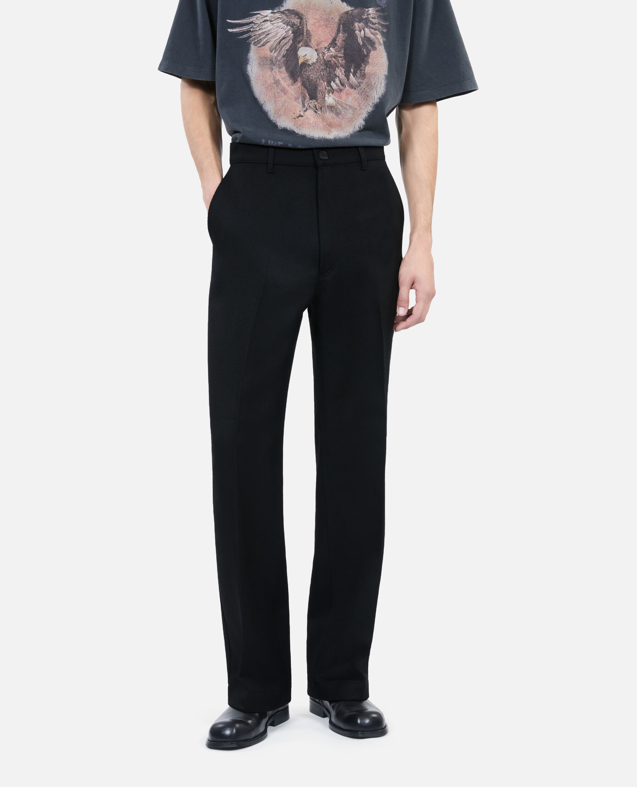 Black wool trousers, BLACK, hi-res image number null