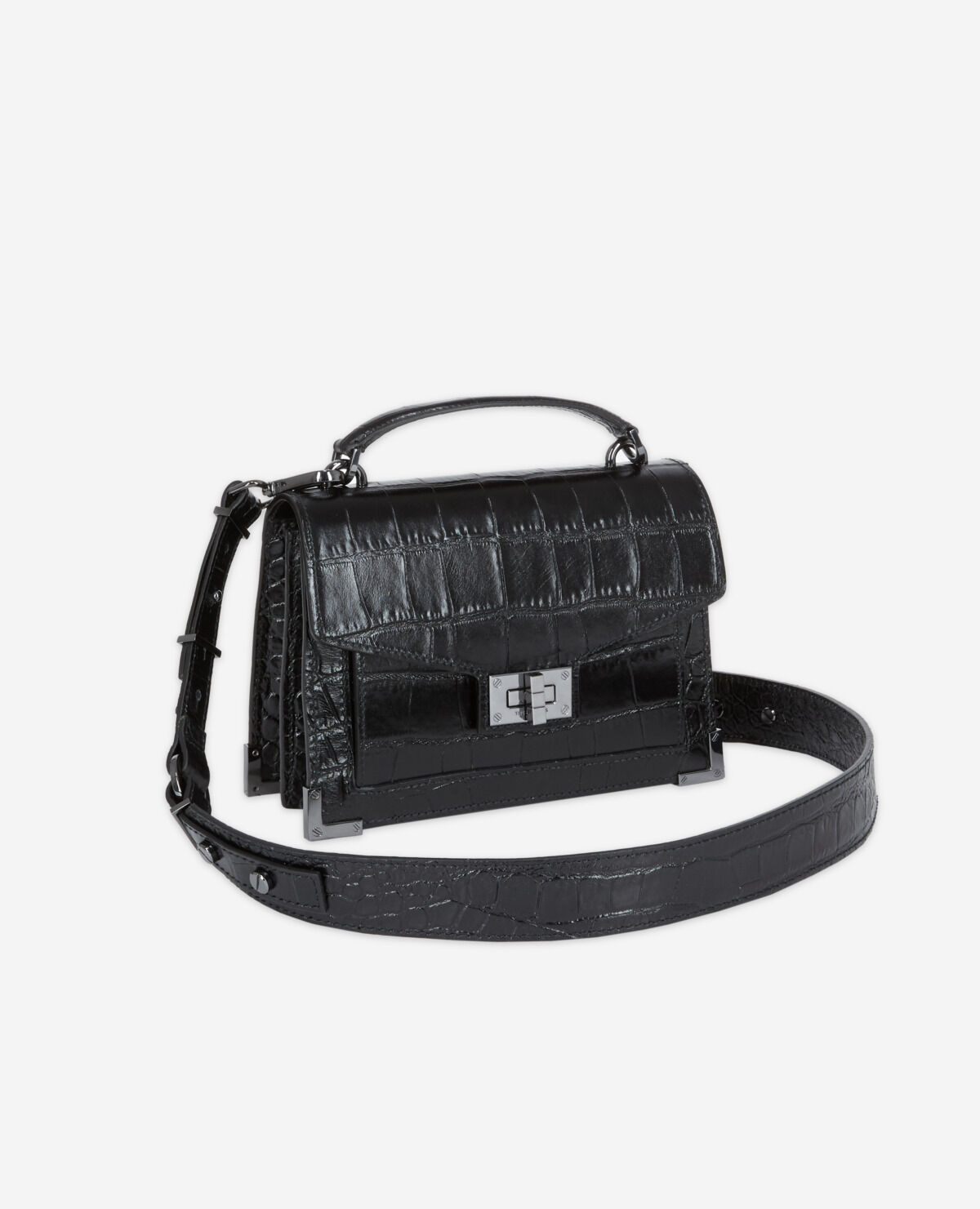 Mini black Barbara bag in croco leather | The Kooples - US