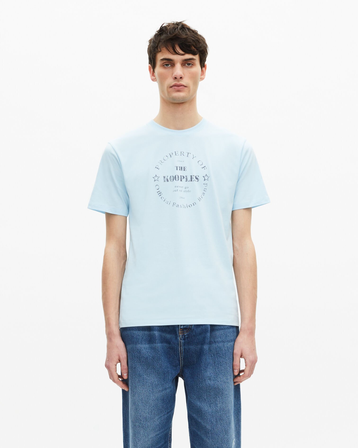 T-shirt with light blue screen printing, BABY BLUE, hi-res image number null