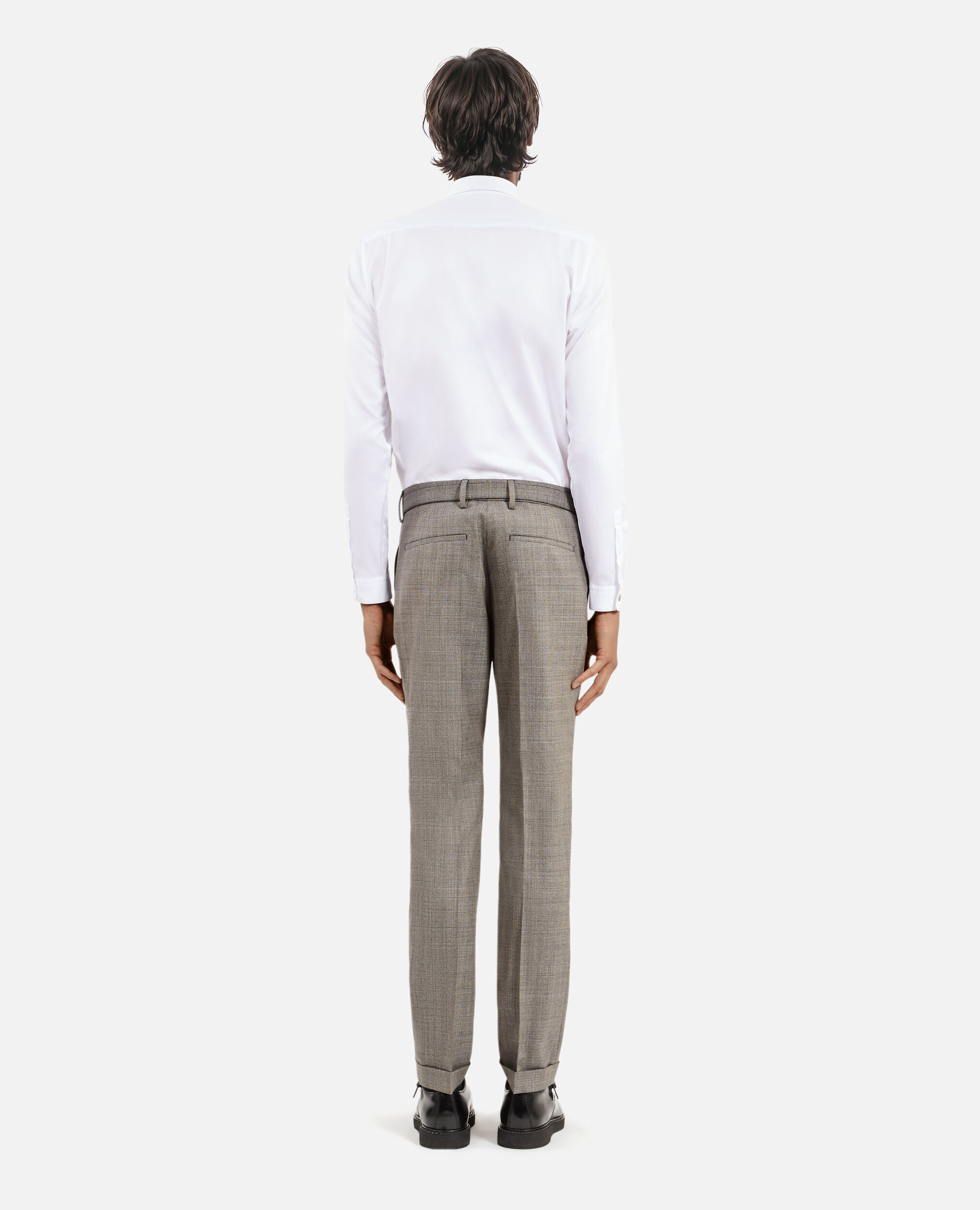 Pantalon de costume en laine prince de Galles beige, BEIGE MELANGE, hi-res image number null