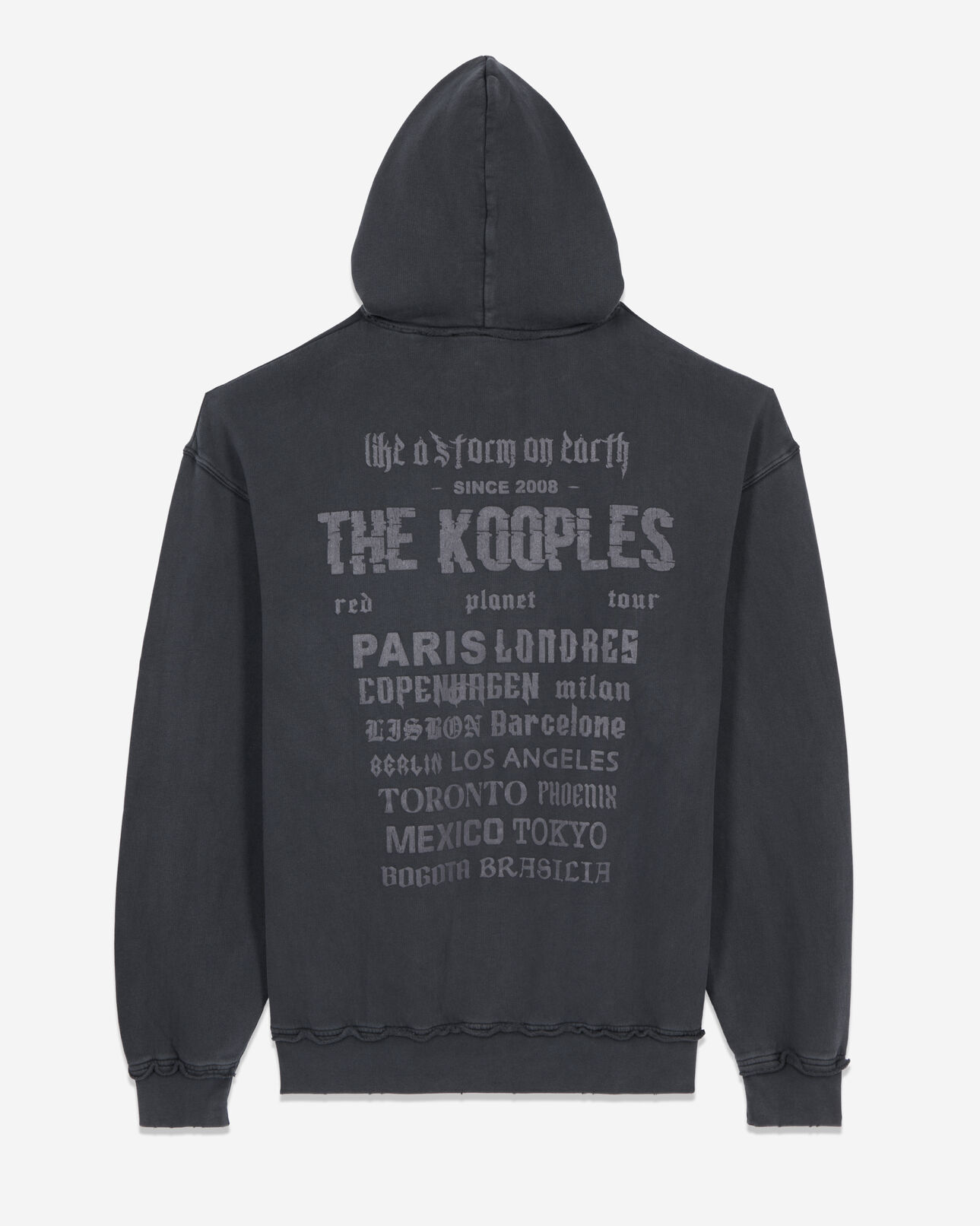 The Kooples H BLACK WASHED black hoodie with serigraphy