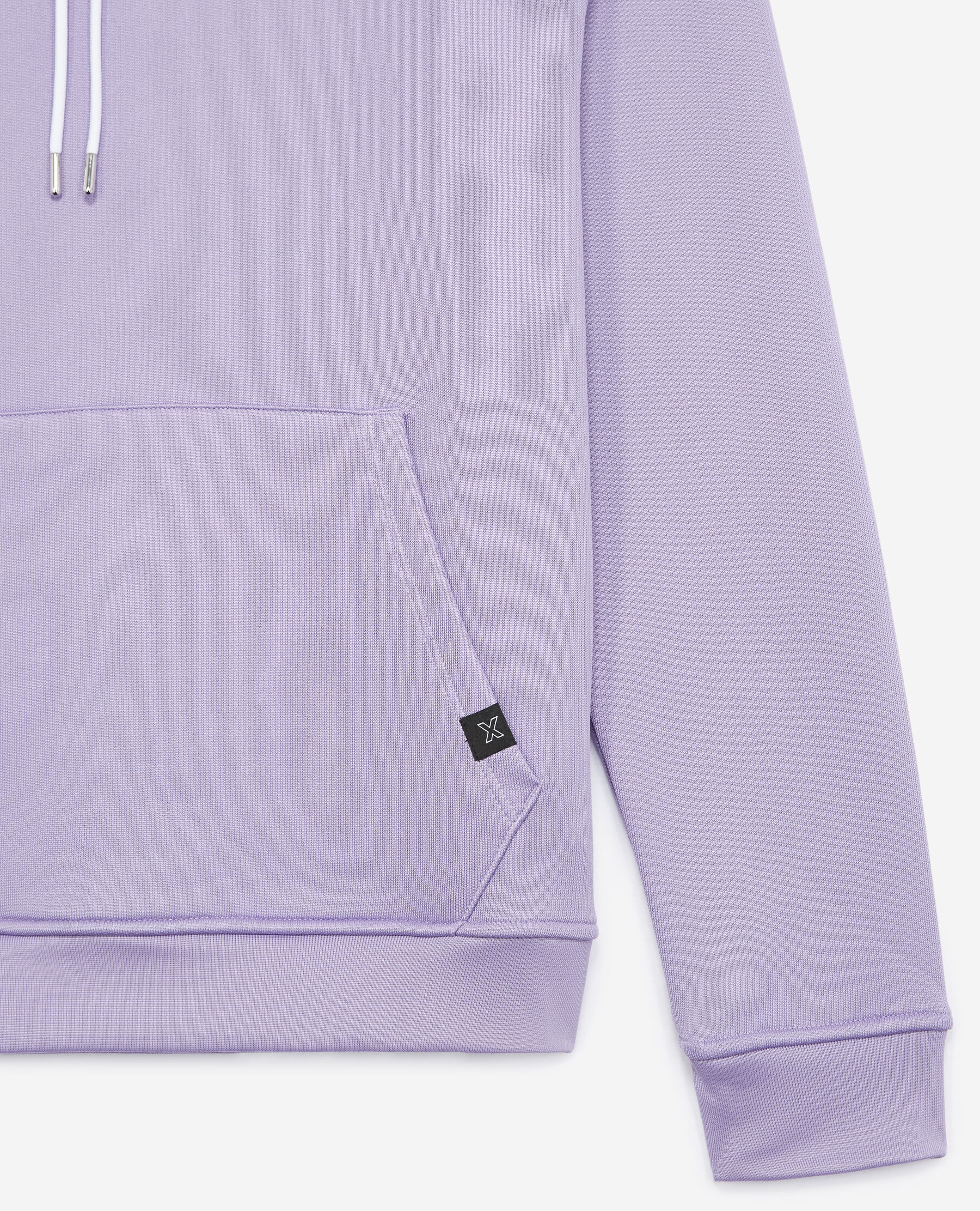 Purple sweatshirt with printed hood
